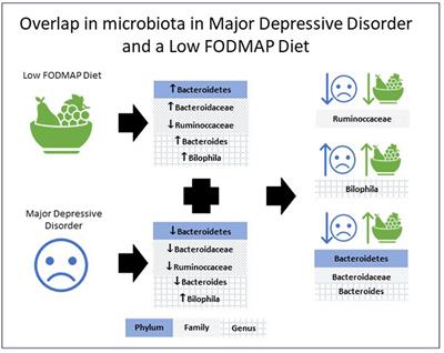 Alterations in gut microbiota caused by major depressive disorder or a low FODMAP diet and where they overlap